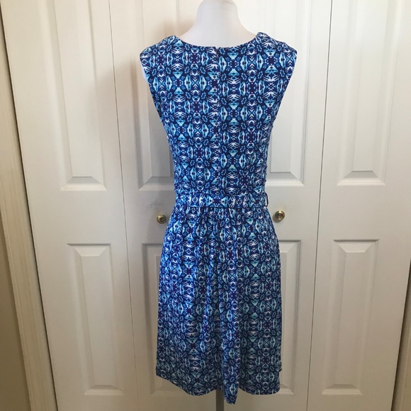 Coldwater Creek Indigo Abstract Floral Dress sz 4 - Picture 6 of 8